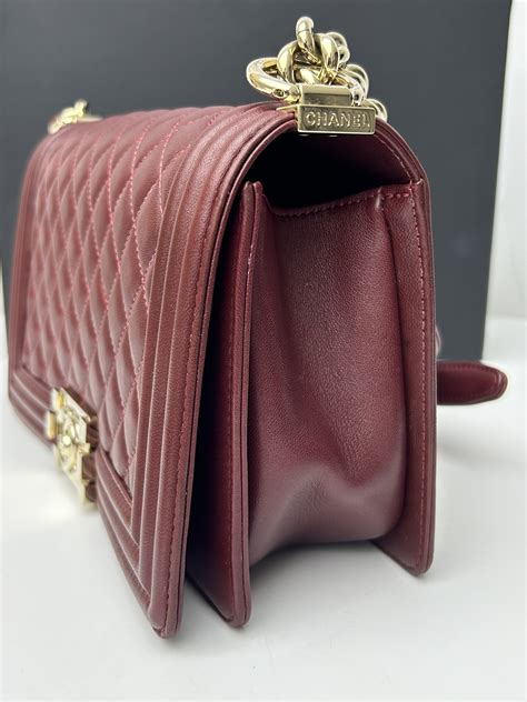 chanel boy maroon